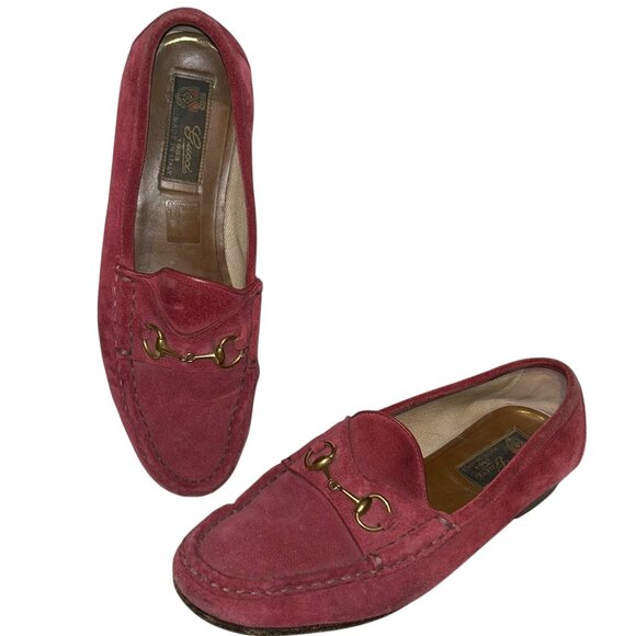 gucci hot pink suede leather horse bit loafer shoes 39 - Picture 1 of 8